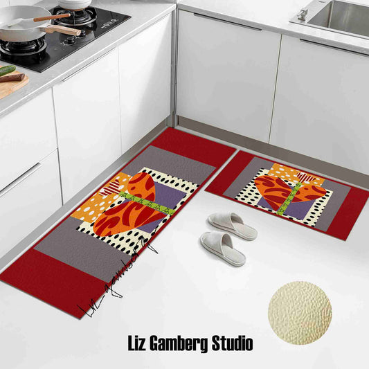 Tulip Heart Kitchen Mat by Liz Gamberg Studio from US