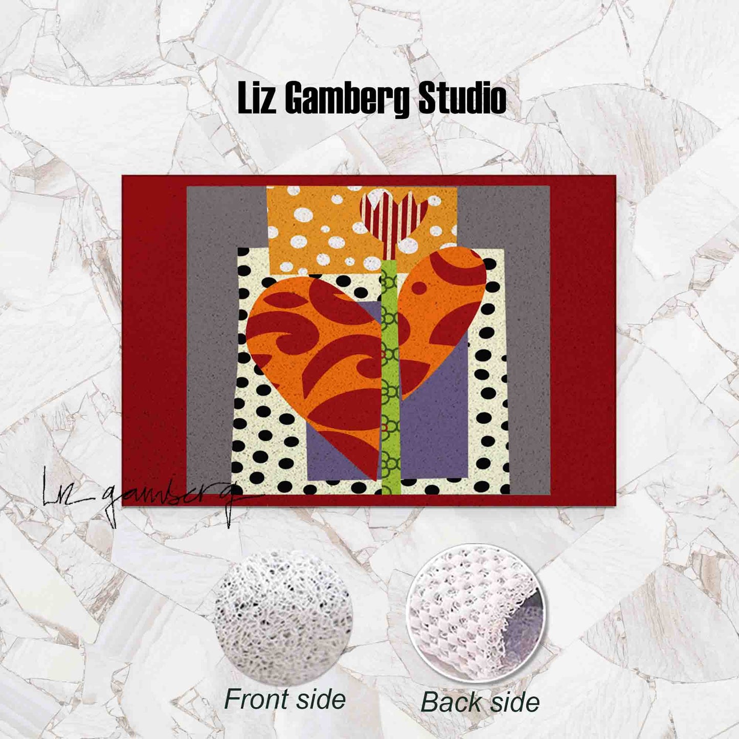 Tulip Heart PVC Coil Bath Tub Mat by Liz Gamberg Studio from US