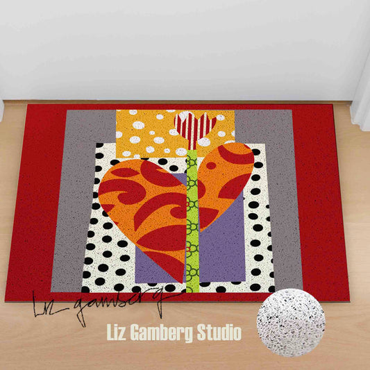 Tulip Heart PVC Coil Door Mat by Liz Gamberg Studio from US