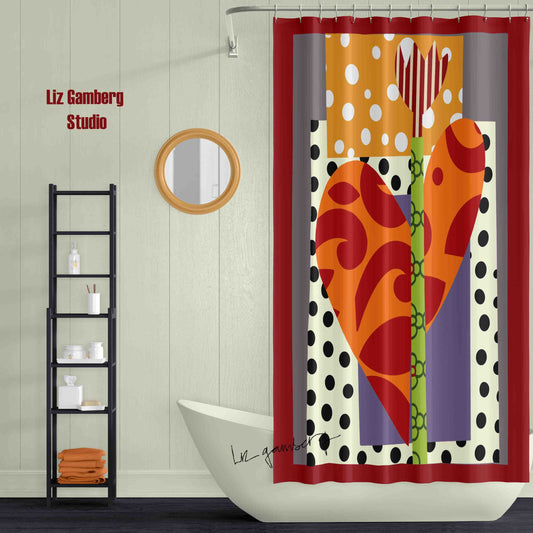 Tulip Heart Shower Curtain by Liz Gamberg Studio from US