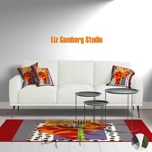 Tulip Heart Handmade Yarn Dye Living Room Rug by Liz Gamberg Studio from US