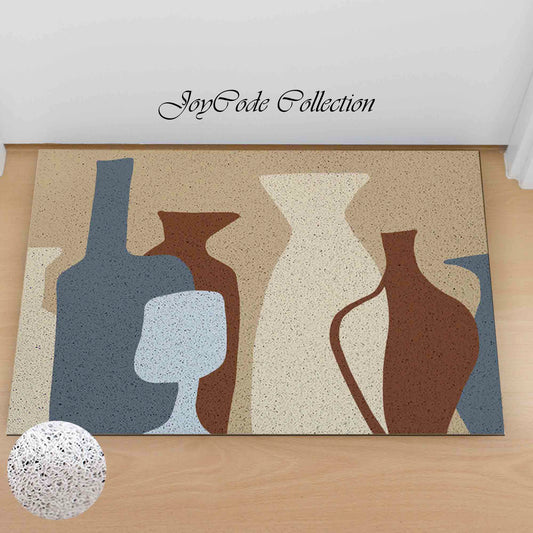 JoySwallow Vases Pots and Glasses Arts PVC Coil Entrance Door Mat, Irregular Blocks Anti-Skid Outdoor Mat, Animal Entryway Rug for Porch Courtyard