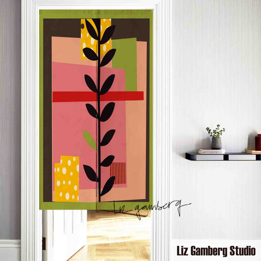 Vine On Pink Doorway Curtain by Liz Gamberg Studio from US