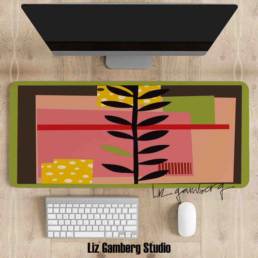 Vine On Pink Mouse Pad by Liz Gamberg Studio from US