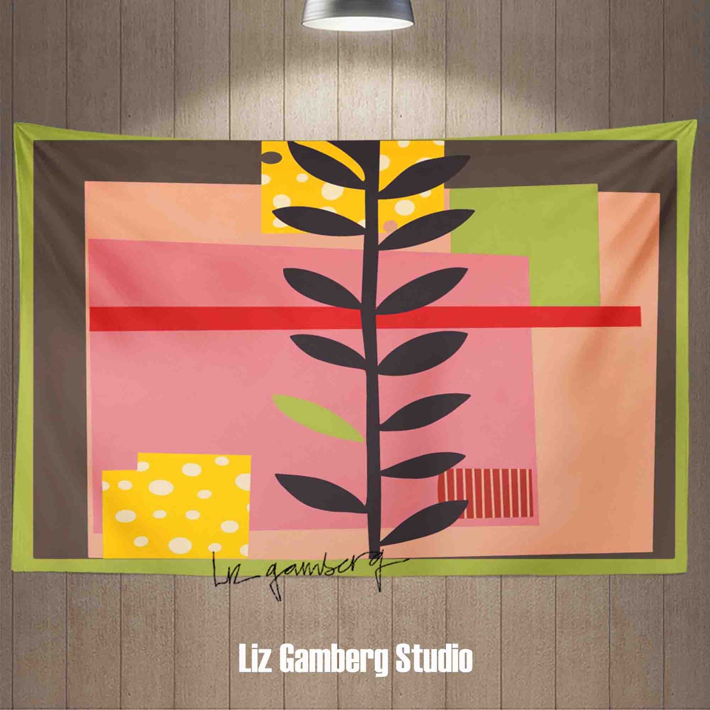 Vine On Pink Tapestry by  Liz Gamberg Studio from US