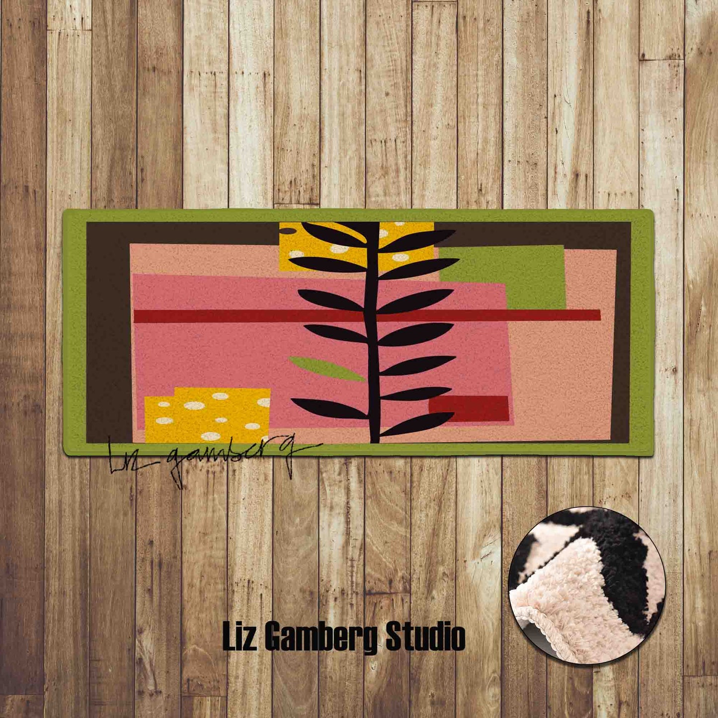 Vine On Pink Tufted Bathmat by Liz Gamberg Studio from US