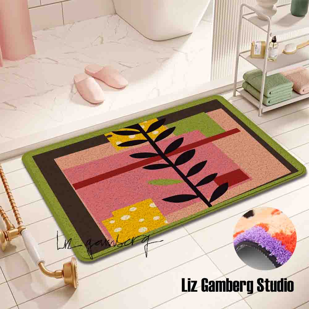 Vine On Pink Tufted Bathmat by Liz Gamberg Studio from US