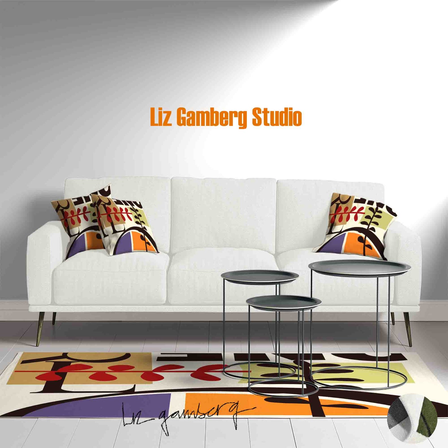 Vines Meeting Handmade Yarn Dye Living Room Rug by Liz Gamberg Studio from US