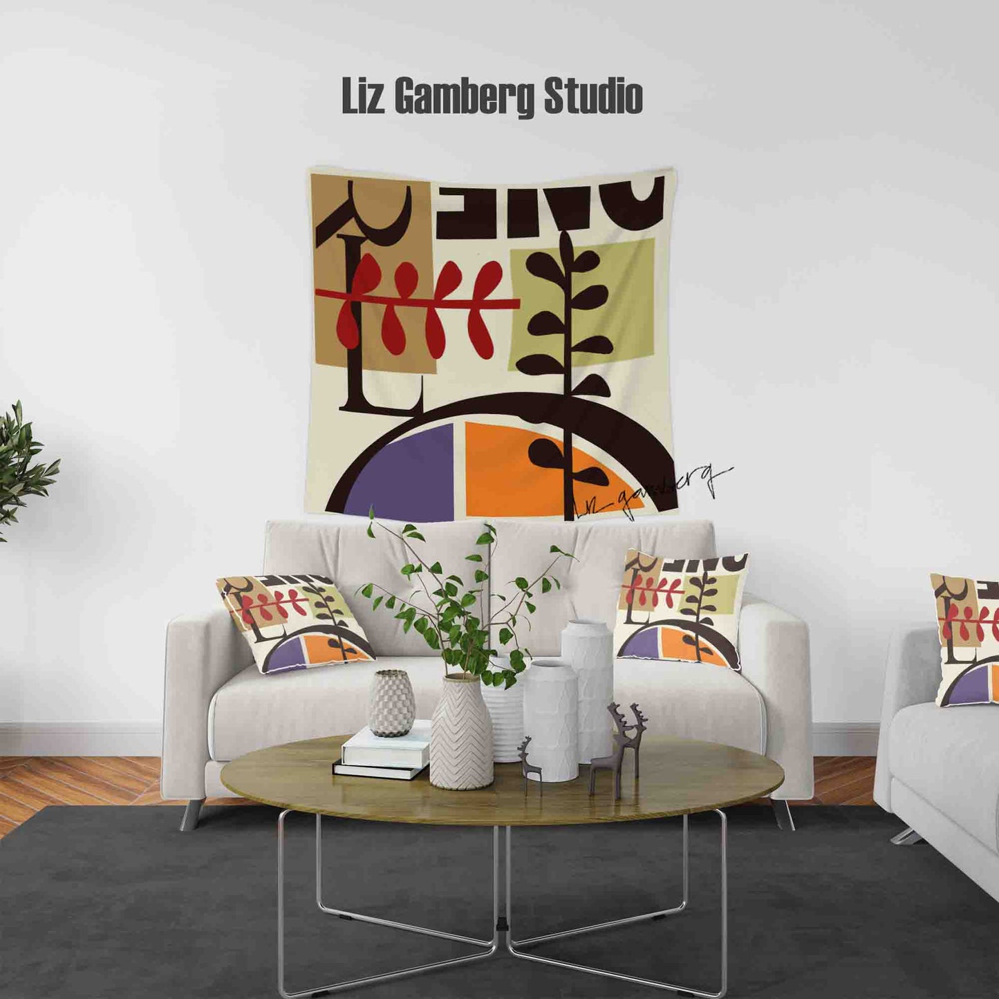 Vines Meeting Tapestry by  Liz Gamberg Studio from US