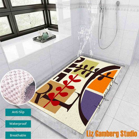 Vines Meeting PVC Coil Bath Tub Mat by Liz Gamberg Studio from US