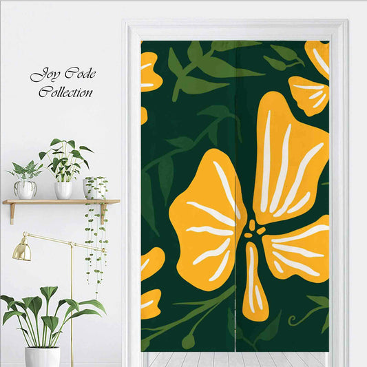 JoySwallow Personalized Doorway Curtain, Yellow Buttercup Flowers Door Curtain, Floral Door Tapestries for Home, Floral Door Curtain for Kitchen, Curtain for Bedroom Decoration, Privacy Divider Curtain with Rod