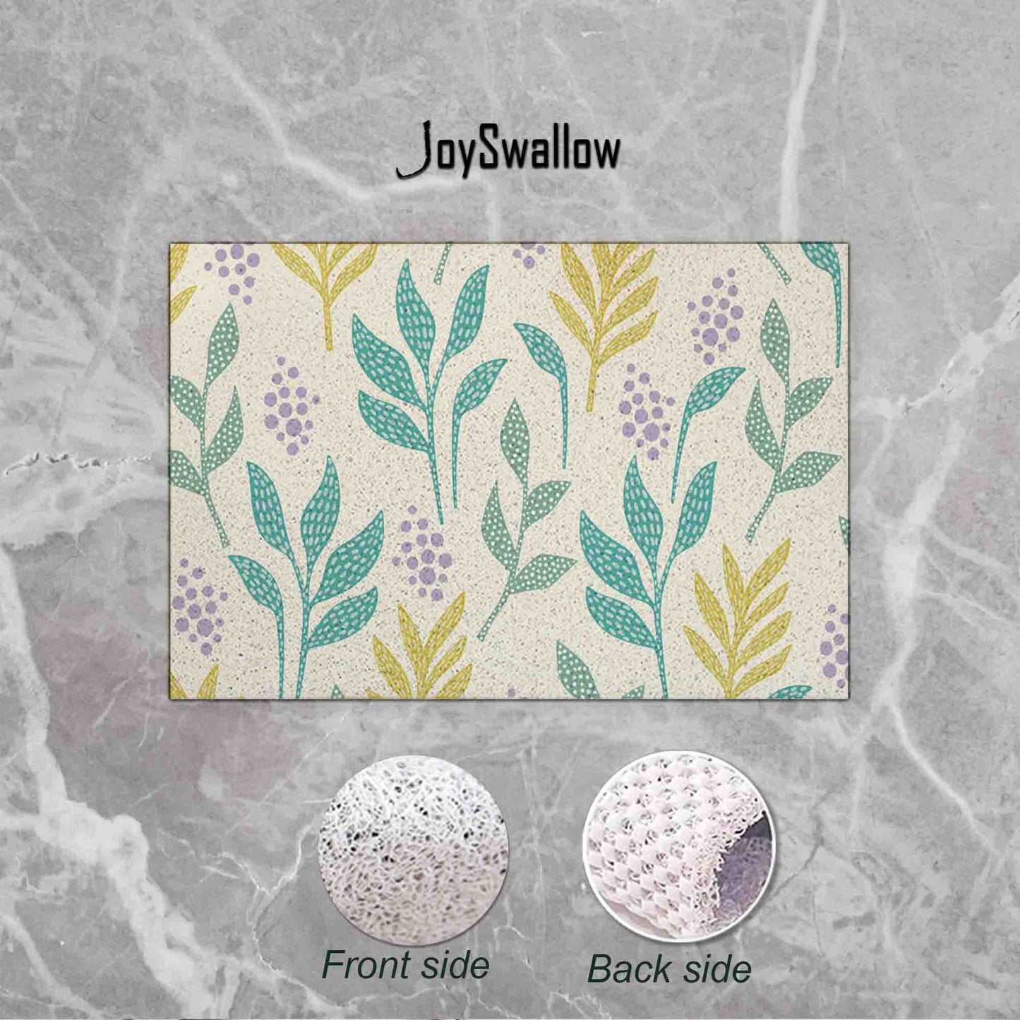 JoySwallow Personalized Bathtub Mat, Yellow Green Leaves Tub Mat, PVC Coil Permeable Bath Mat, Floral Drainable Bath Rug, Anti Skid Bathmat