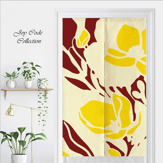 JoySwallow Personalized Doorway Curtain, Yellow Flower Block art Door Curtain, Floral Door Tapestries for Home, Flower Door Curtain for Kitchen, Curtain for Bedroom Decoration, Privacy Divider Curtain with Rod