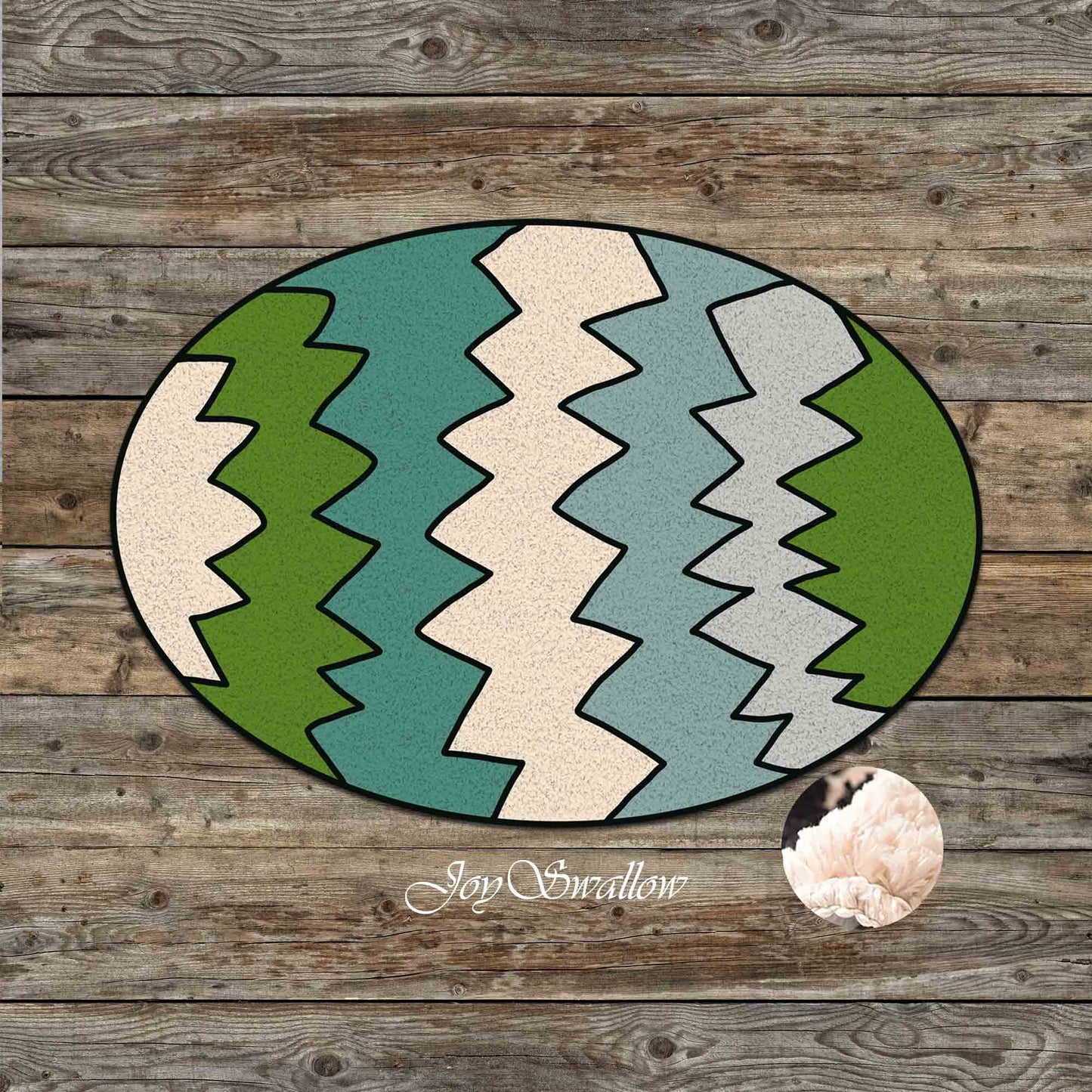 JoySwallow Oval Stripe Egg Tufted Bathmat, Egg Bathroom Rug, Cute Egg Area Rug, Egg Bedroom Rugs