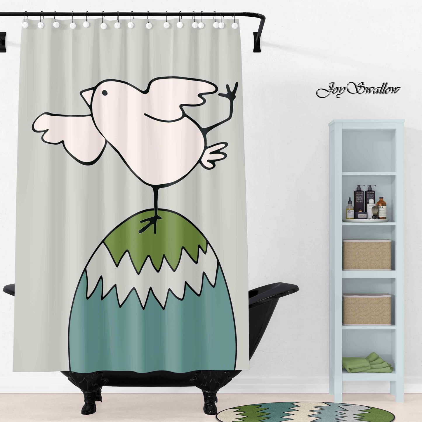 JoySwallow Yoga Chick on the Eggshell Shower Curtain, Egg Waterproof Curtains, Animal Machine Washable Shower Curtains, Heavy Weighted Bath Curtains with hooks