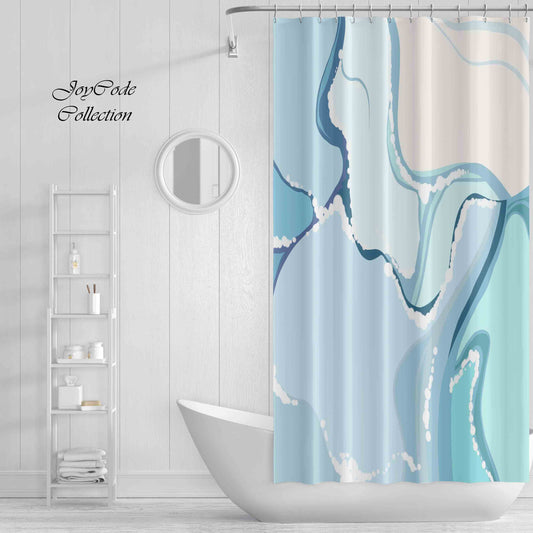 JoySwallow Personalized Shower Curtain, Abstract Seacoast Shower Curtain, Beach Waterproof Curtains, Sea Shore Machine Washable Shower Curtains, Heavy Weighted Bath Curtains with hooks