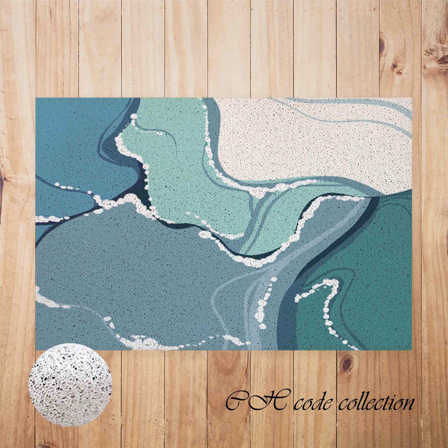 JoySwallow Abstract Sea of Flowing Water Art PVC Coil Entrance Door Mat, Irregular Blocks Anti-Skid Outdoor Mat, Animal Entryway Rug for Porch Courtyard