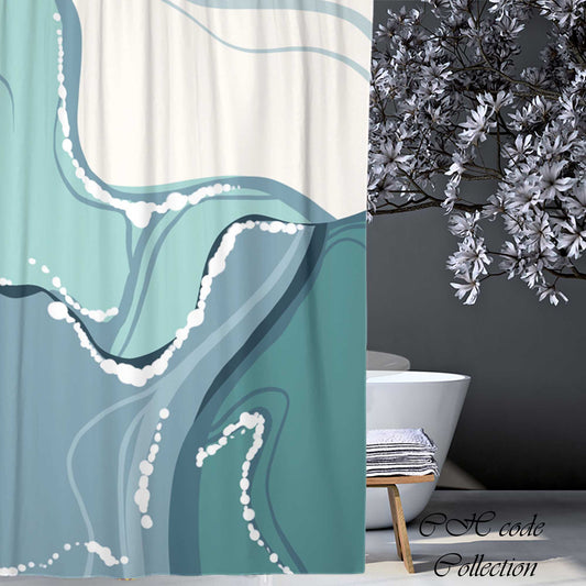 JoySwallow Abstract Sea of Flowing Water Shower Curtain, Abstract Blocks Waterproof Curtains, Check Machine Washable Shower Curtains, Heavy Weighted Bath Curtains with hooks