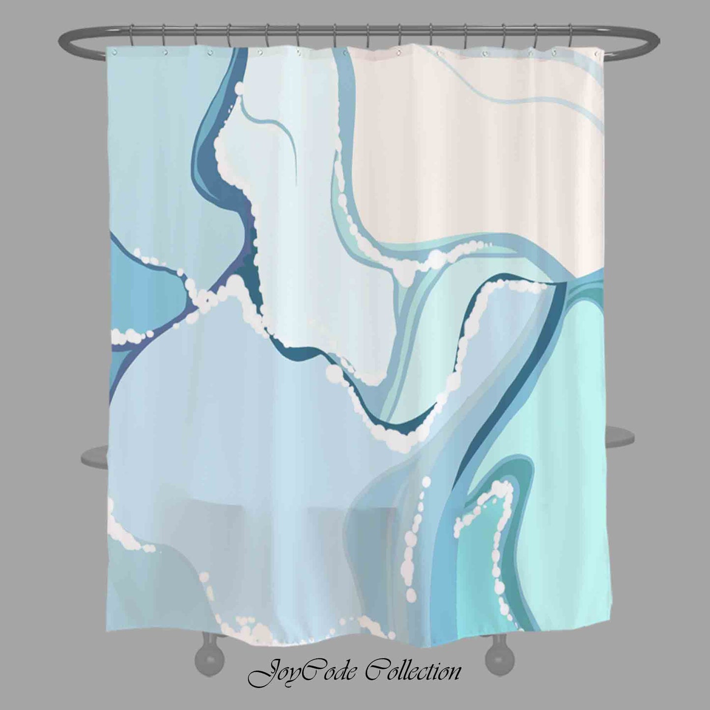 JoySwallow Personalized Shower Curtain, Abstract Seacoast Shower Curtain, Beach Waterproof Curtains, Sea Shore Machine Washable Shower Curtains, Heavy Weighted Bath Curtains with hooks