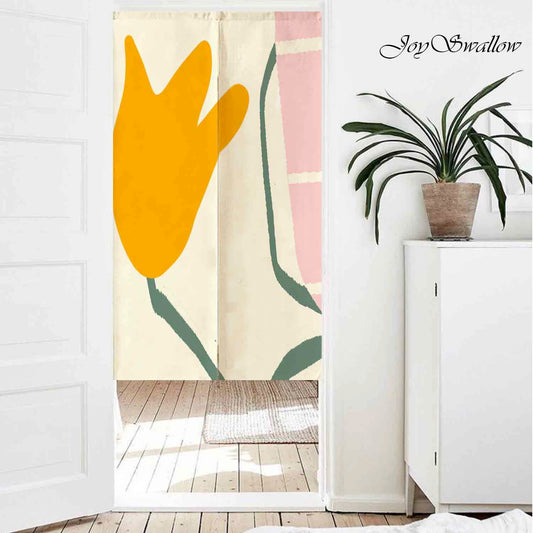 JoySwallow Personalized Doorway Curtain, Buttercup Flowers and Vase Door Curtain, Floral Door Tapestries for Home, Flower Door Curtain for Kitchen, Curtain for Bedroom Decoration, Privacy Divider Curtain with Rod