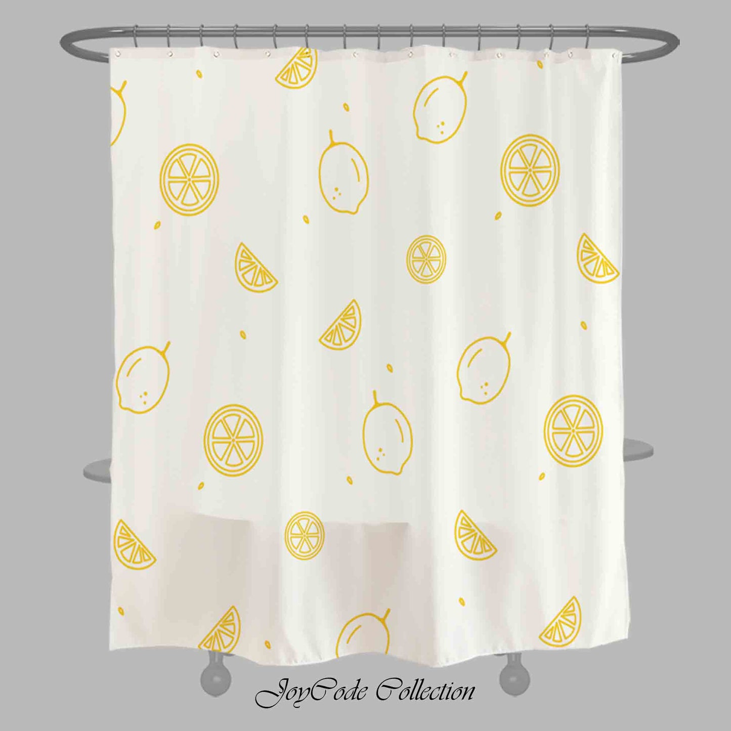 JoySwallow Lemons Shower Curtain, Lemon Waterproof Curtains, Floral Machine Washable Shower Curtains, Fruit Heavy Weighted Bath Curtains with hooks