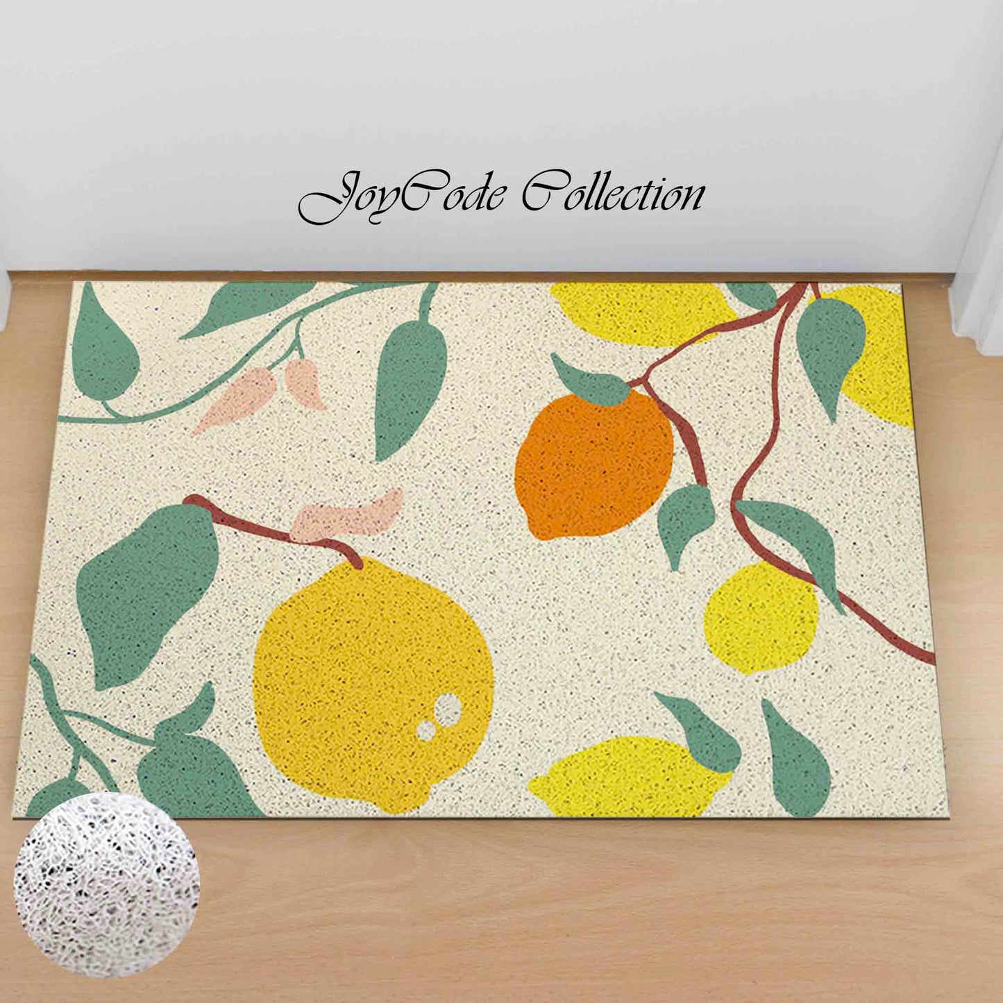 JoySwallow Lemon Tree PVC Coil Entrance Door Mat, Leaves Anti-Skid Outdoor Mat, Floral Art Entryway Rug for Porch Courtyard