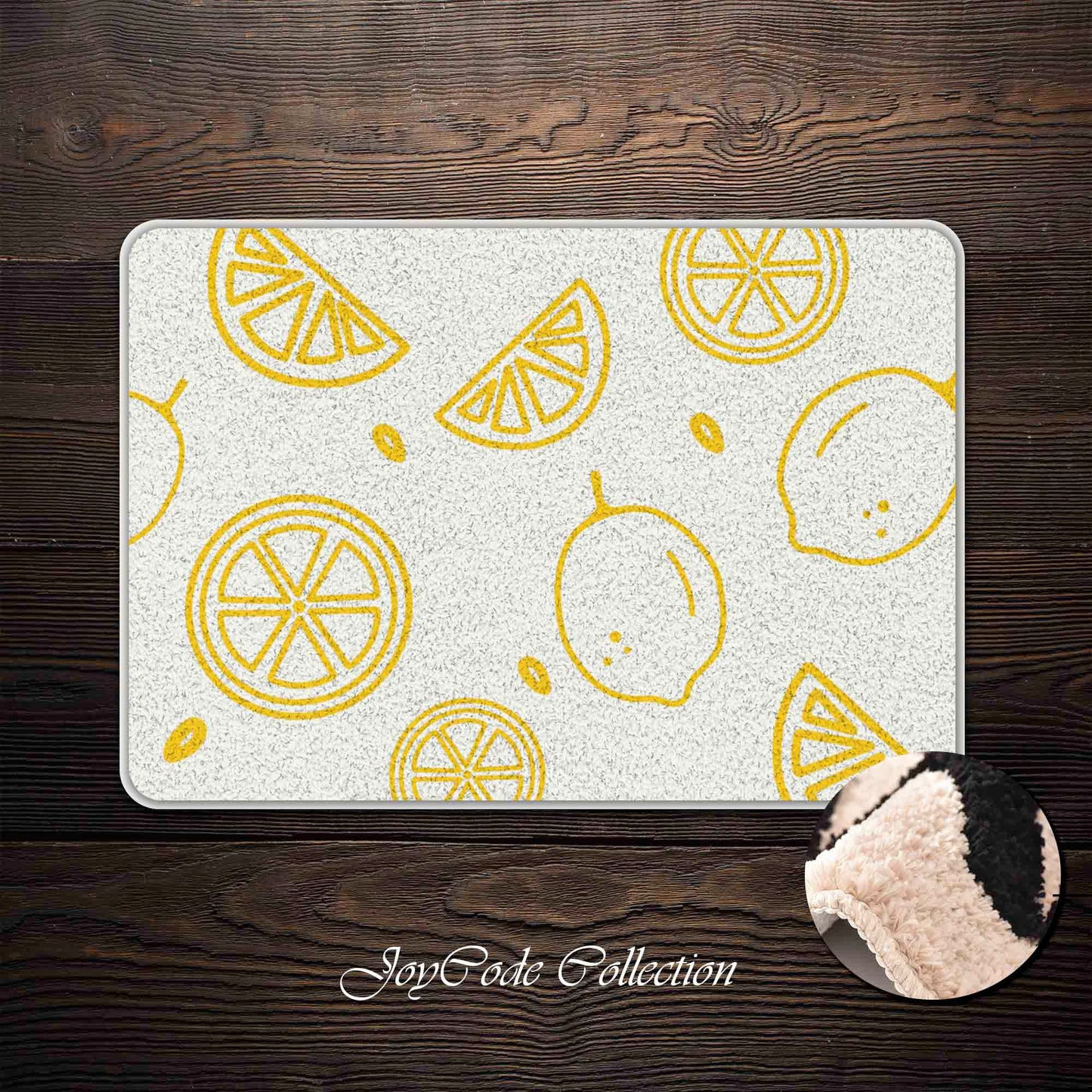 JoySwallow Lemons Tufted Bathmat, Floral Bathroom Rug, Lemon Area Rug, Floral Bedroom Rugs