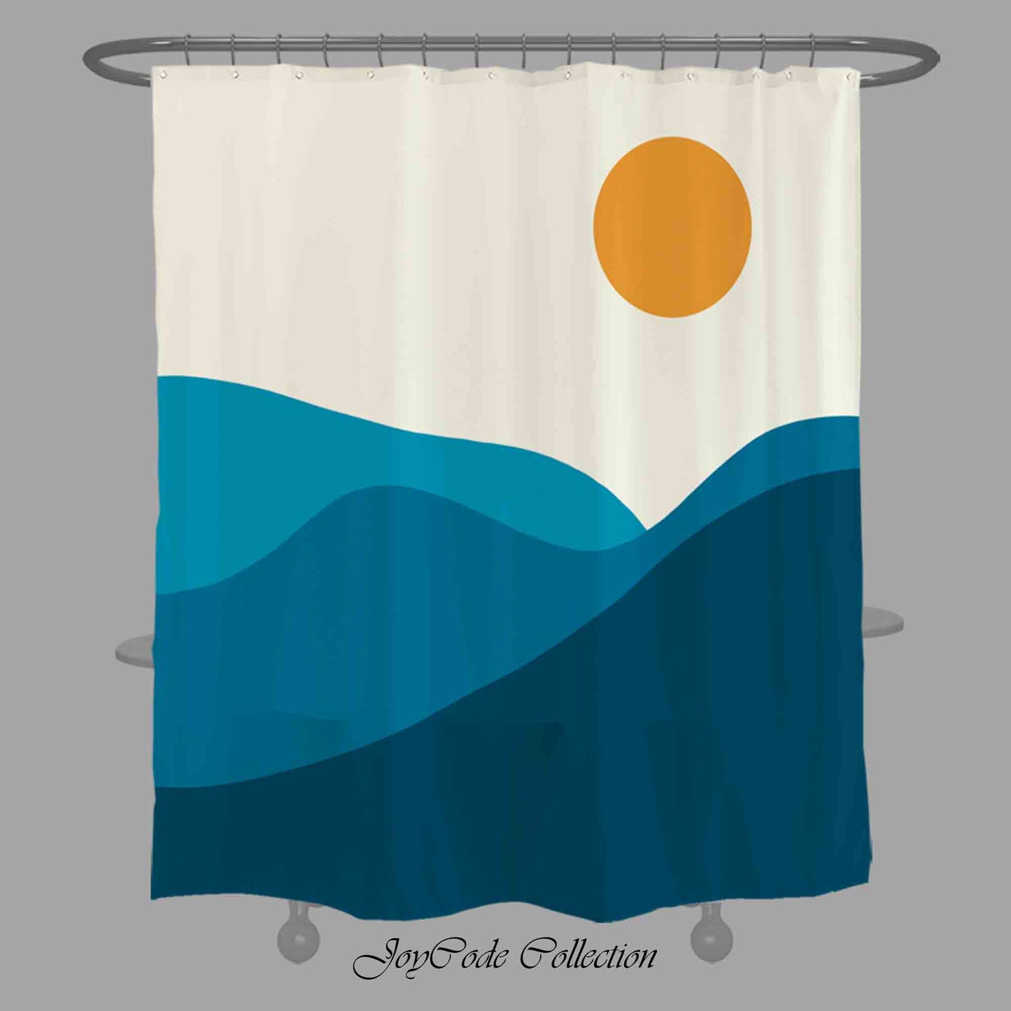 JoySwallow Personalized Shower Curtain, Blue Mountain Sun Shower Curtain, Landscape Waterproof Curtains, Hill Machine Washable Shower Curtains, Sunset Heavy Weighted Bath Curtains with hooks