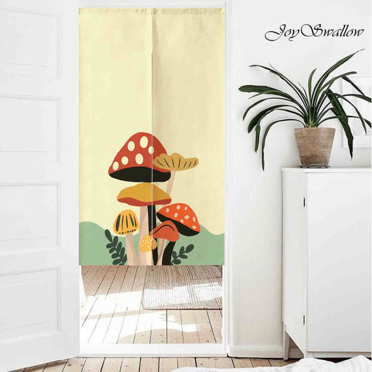 JoySwallow Personalized Doorway Curtain, Lovely Mushrooms Doorway Curtain, Floral Door Tapestries for Home, Plant Door Curtain for Kitchen, Curtain for Bedroom Decoration, Privacy Divider Curtain with Rod