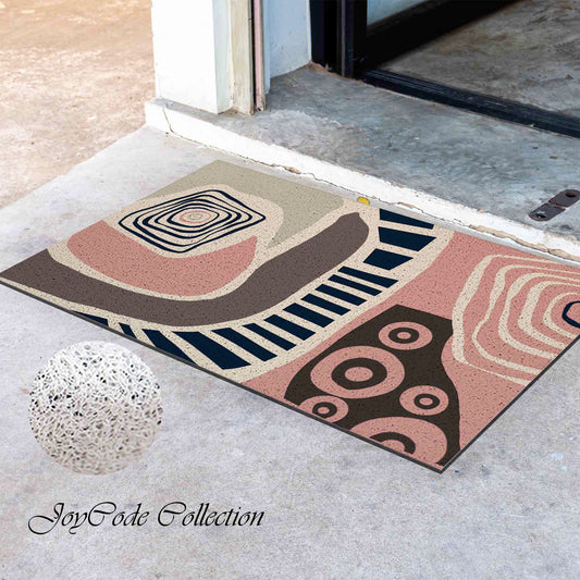 JoySwallow Personalized Doormat, Abstract Architecture Geometry Door Mat, PVC Coil Entrance Door Mat, Anti-Skid Outdoor Mat, Entryway Rug for Porch Courtyard