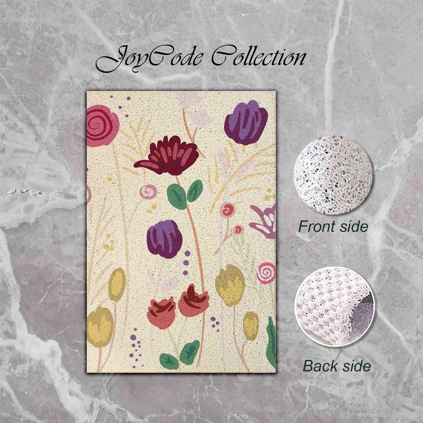 JoySwallow Personalized Bathtub Mat, Purple Flower Garden Bathtub Mat, PVC Coil Shower Mat, Anti Skid PVC Coil Bathmat, Floral Permeable Bathmat, Irregular Shaped Drainable Rug