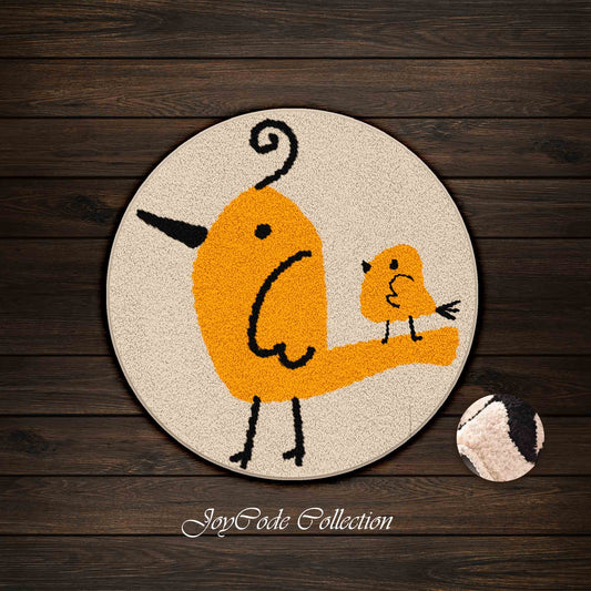 JoySwallow Round Two Cute BirdsTufted Bathmat, Lovely Animal Bathroom Rug, Area Rug, Bedroom Rugs, Rug Gift